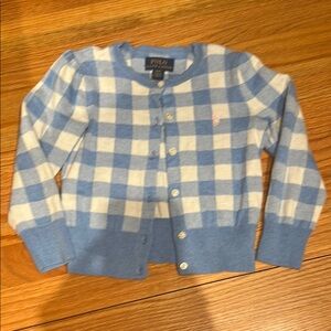 Polo Ralph Lauren toddler girl Blue and White Checkered Cardigan